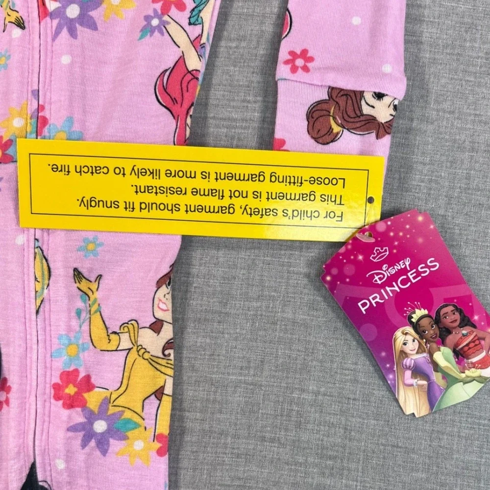 Disney Princess Toddler Girls Pink Viscose One Piece Pajama Sleeper 2T
